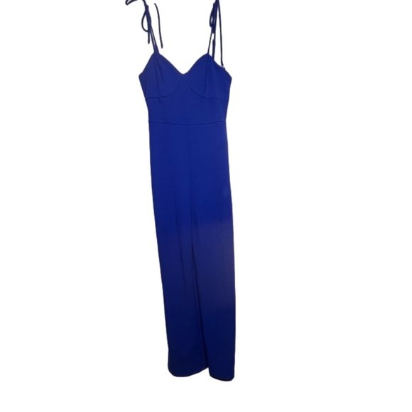 NEW Crystal Sky Strappy Blue Wide Leg Feminine Jumpsuit Medium - Picture 1 of 12